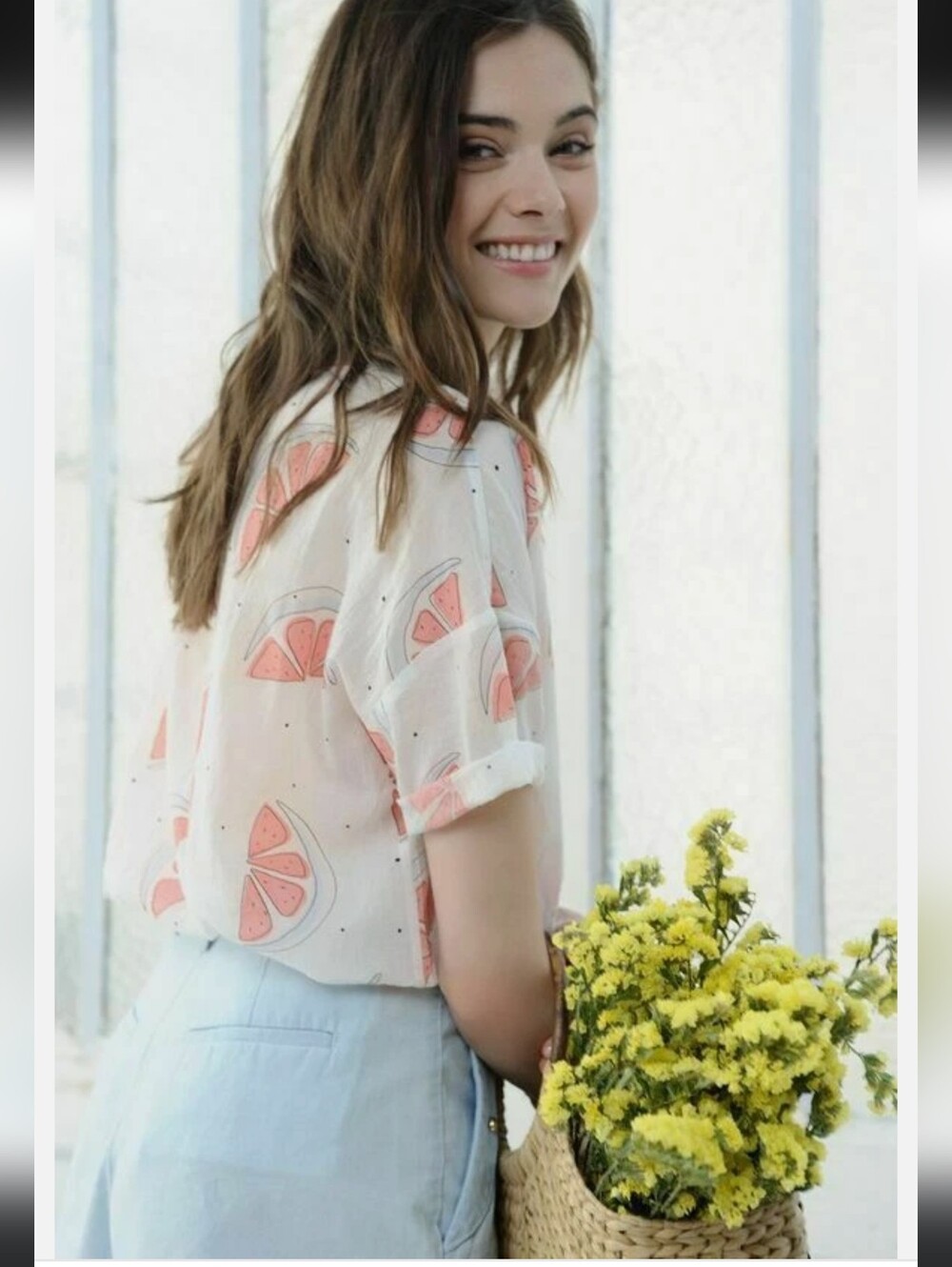 Des Petits Hauts Gisela Grapefruit Printed Top - 100%  Cotton  - 24" PTP M/L